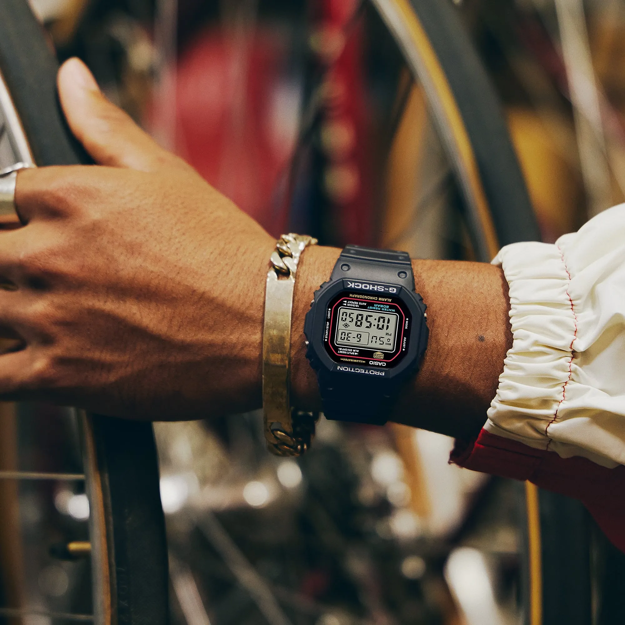   G-SHOCK DW-5600RL-1DR DIGITAL BLACK AND RED WATCH