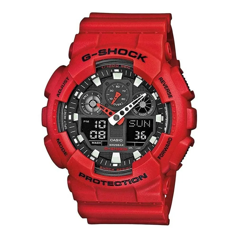 CASIO G-SHOCK GA-100B-4ADR-P DIGITAL RED RESIN UNISEX WATCH 