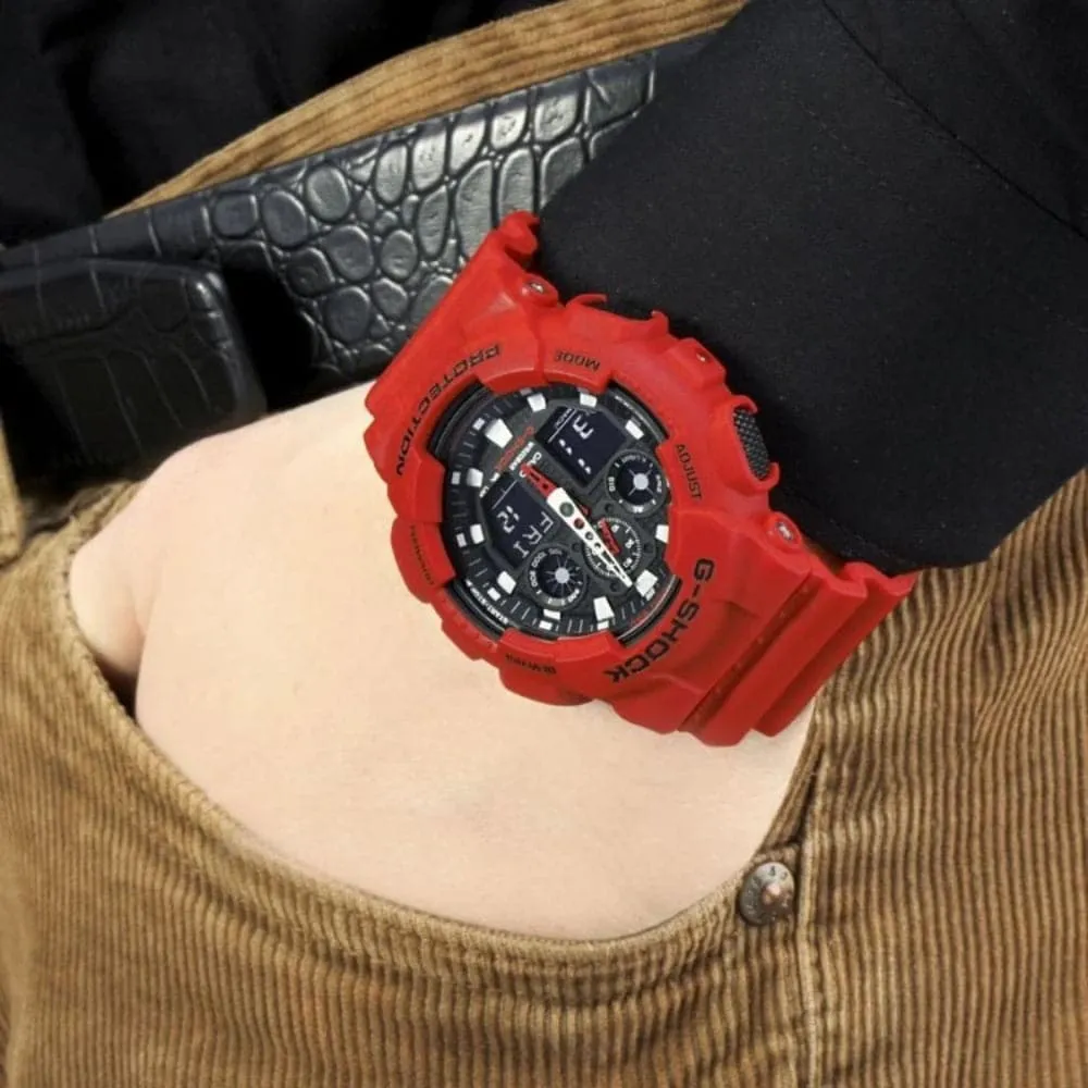   G-SHOCK GA-100B-4ADR-P DIGITAL RED RESIN UNISEX WATCH