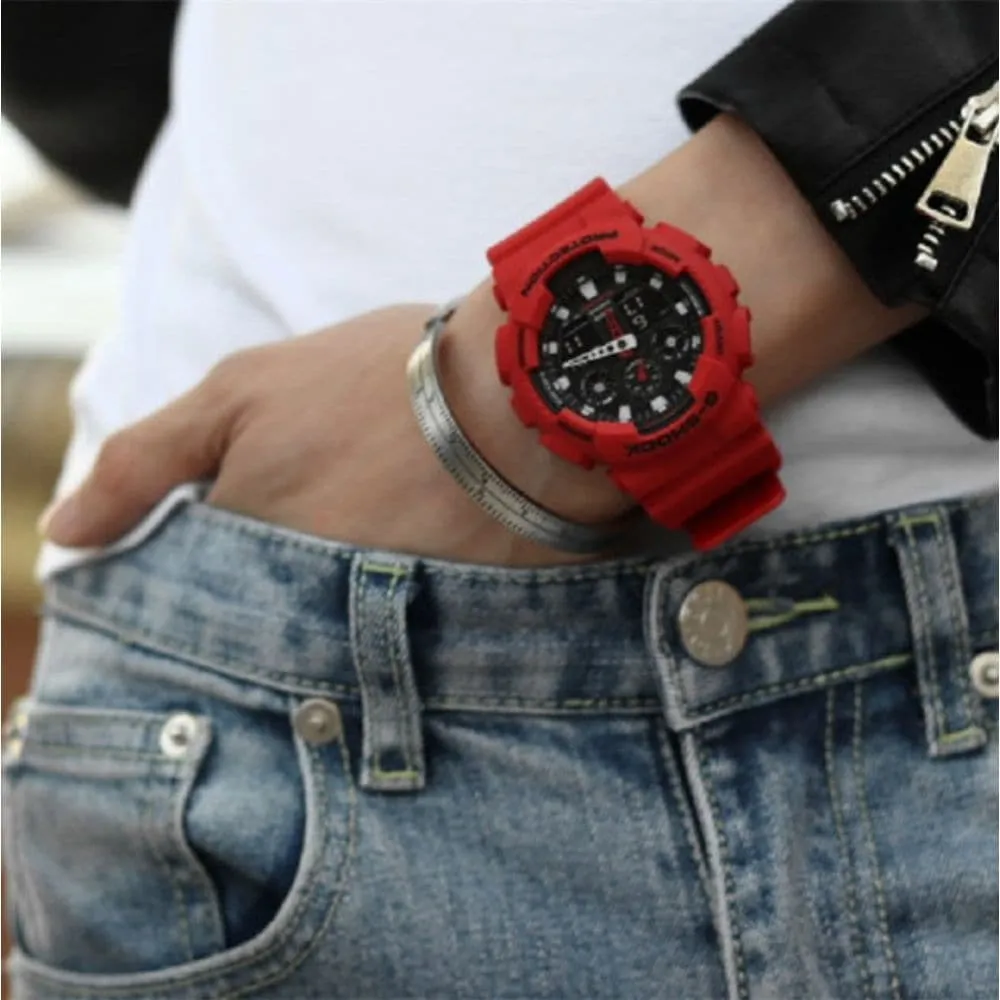   G-SHOCK GA-100B-4ADR-P DIGITAL RED RESIN UNISEX WATCH