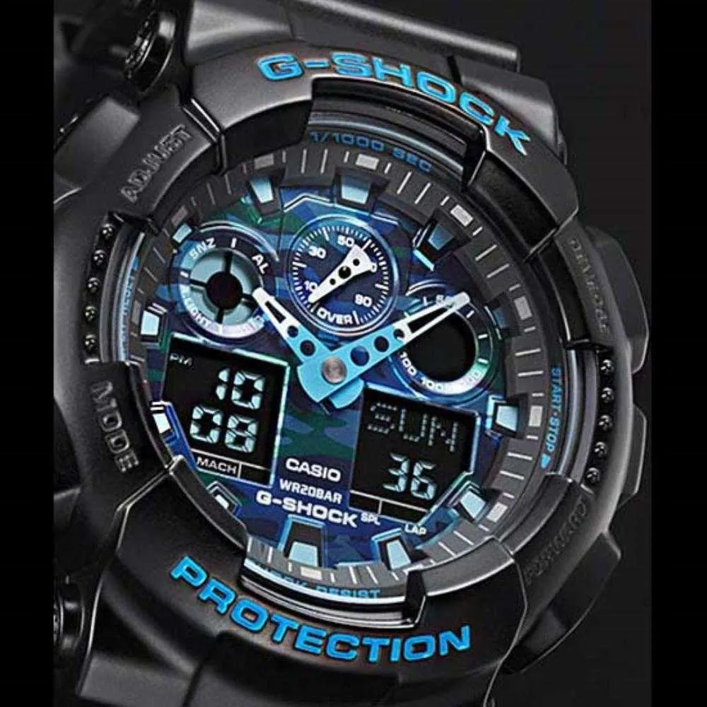   G-Shock GA-100CB-1ADR  Blue Dial Resin Strap Men Watch