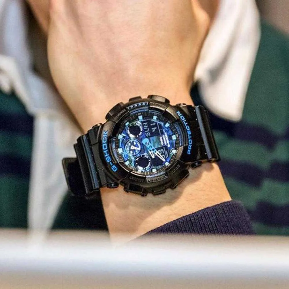   G-Shock GA-100CB-1ADR  Blue Dial Resin Strap Men Watch