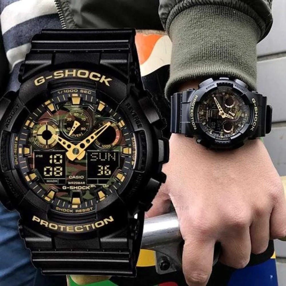   G-SHOCK GA-100CF-1A9DR DIGITAL QUARTZ BLACK RESIN MEN'S WATCH
