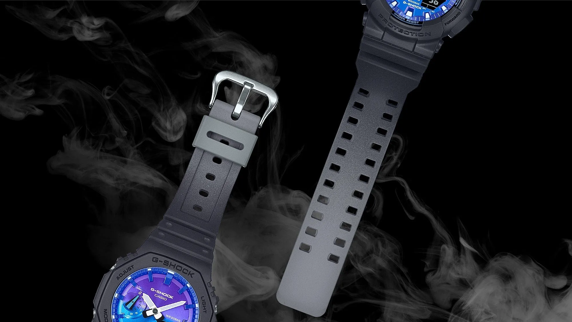   G-SHOCK GA-100FL-1ADR FIERY BLUE DIAL BLACK STRAP MEN WATCH