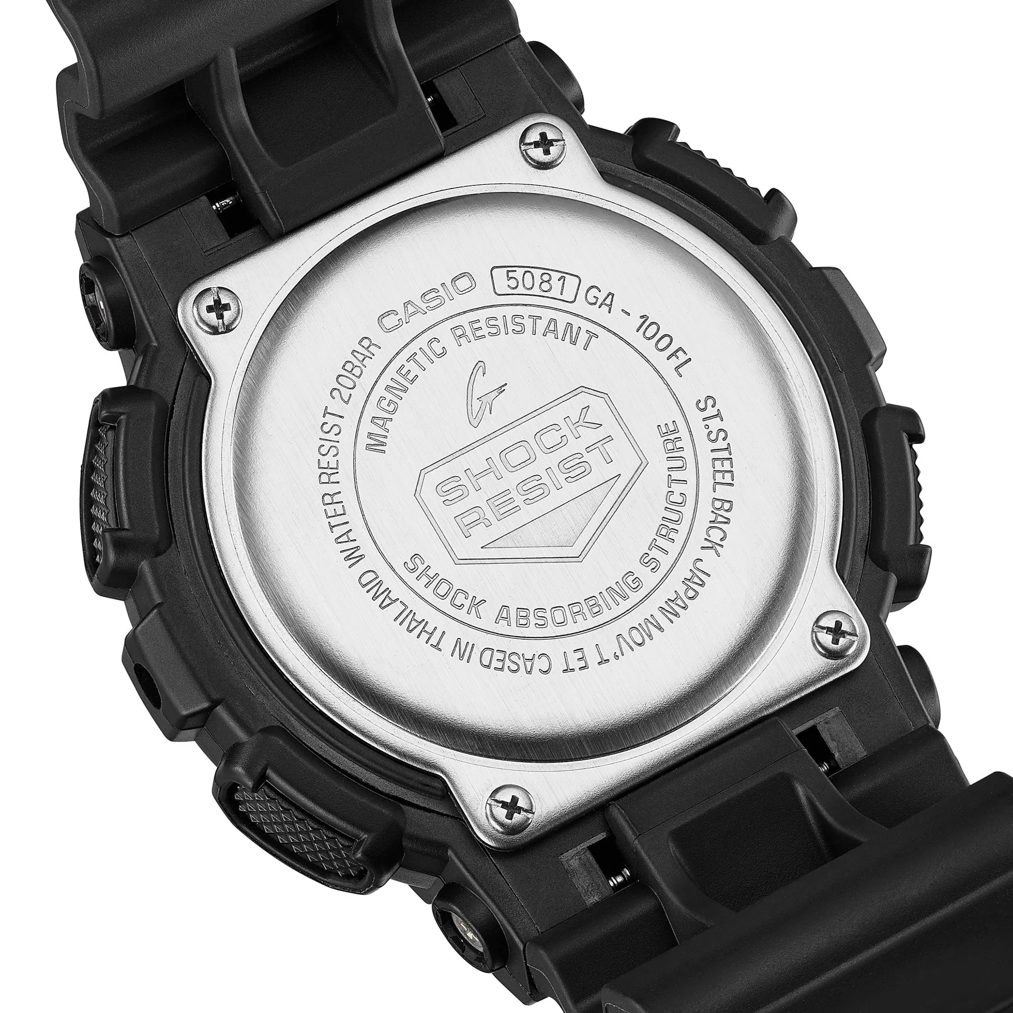   G-SHOCK GA-100FL-1ADR FIERY BLUE DIAL BLACK STRAP MEN WATCH
