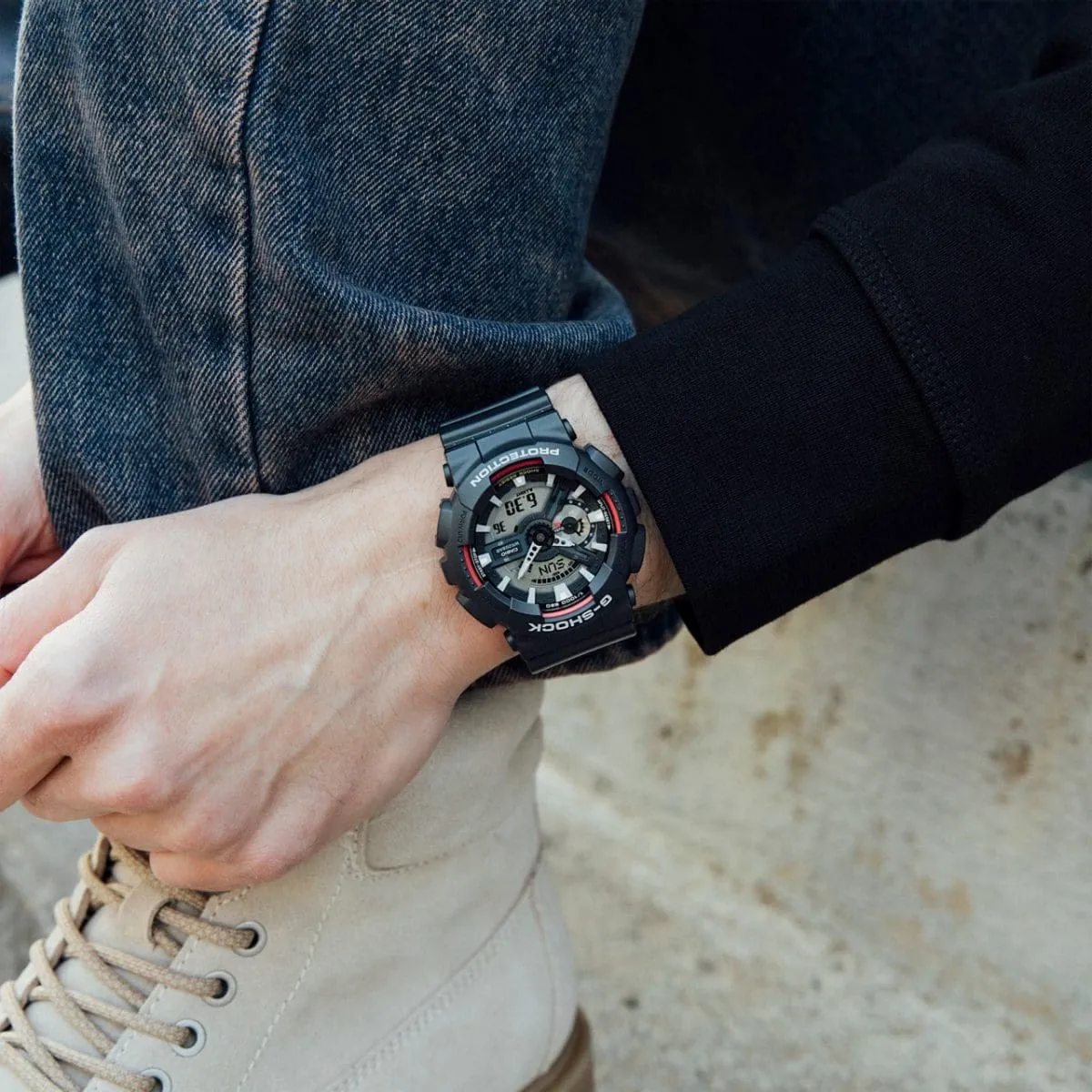   G-SHOCK GA-110RL-1ADR ANALOG-DIGITAL BLACK & RED WATCH