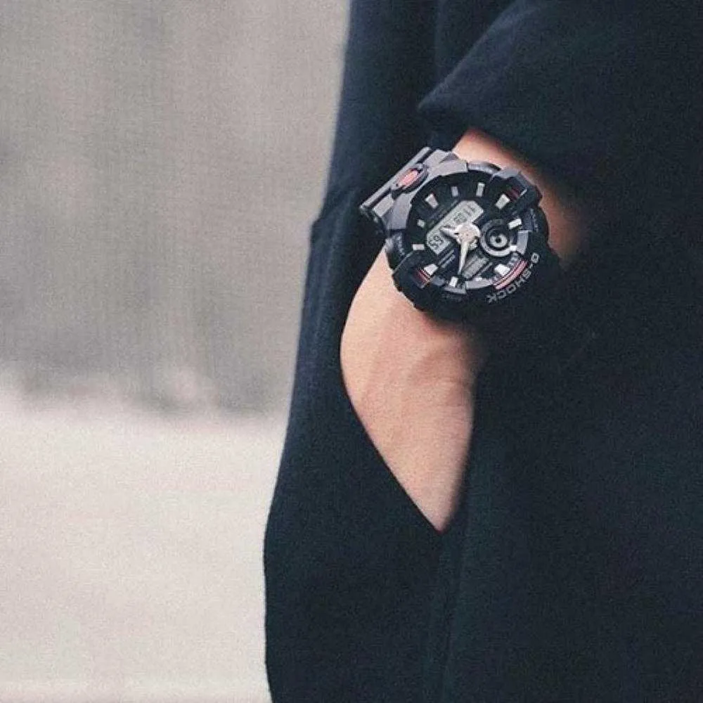   G-Shock GA-700-1ADR Digital-Analog Black Resin Strap Men's Watch