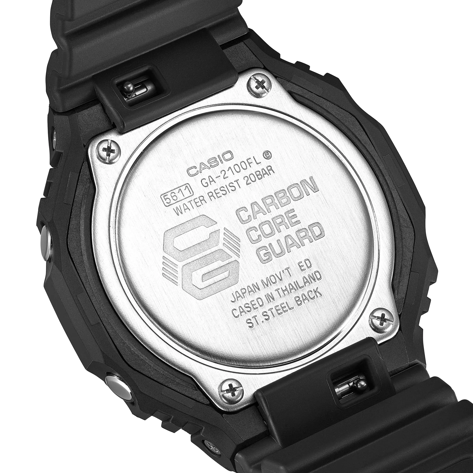   G-SHOCK GLOWY BLUE DIAL GRAY-ON-BLACK STRAP WATCH GA-2100FL-1ADR