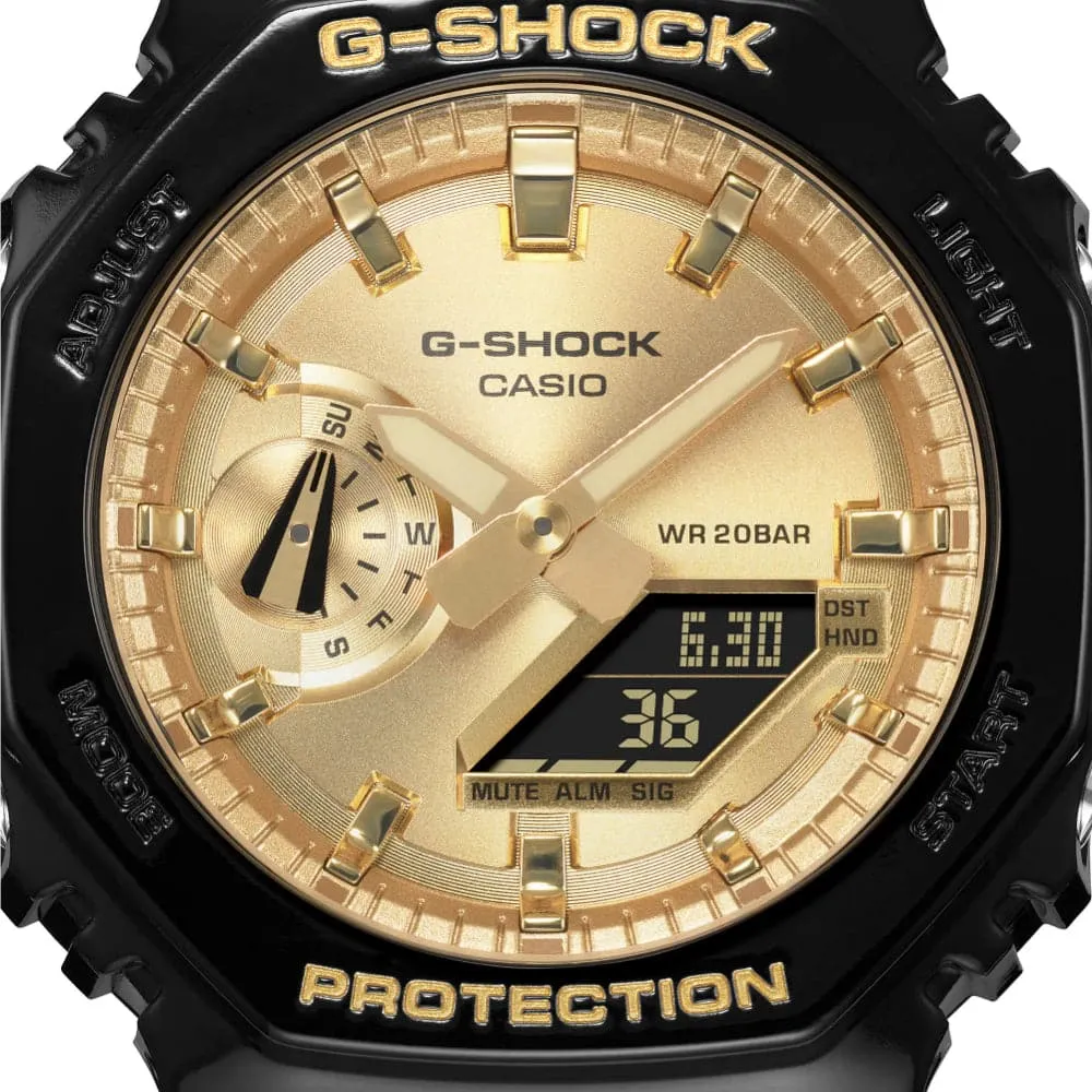   G-Shock Gold Dial Black Resin Strap Men Watch GA-2100GB-1ADR-P