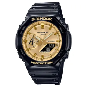 Casio G-Shock Gold Dial Black Resin Strap Men Watch GA-2100GB-1ADR-P 