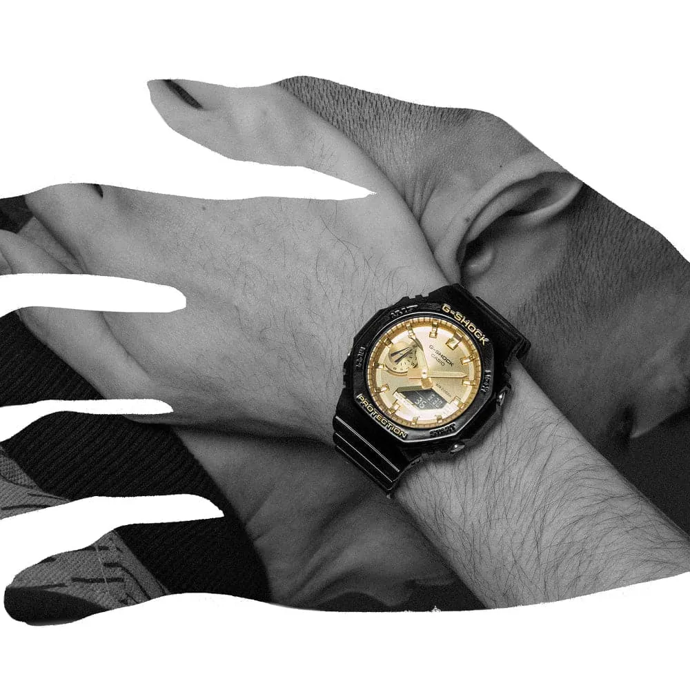   G-Shock Gold Dial Black Resin Strap Men Watch GA-2100GB-1ADR