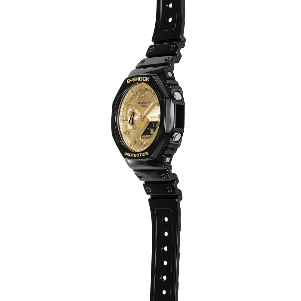   G-Shock Gold Dial Black Resin Strap Men Watch GA-2100GB-1ADR