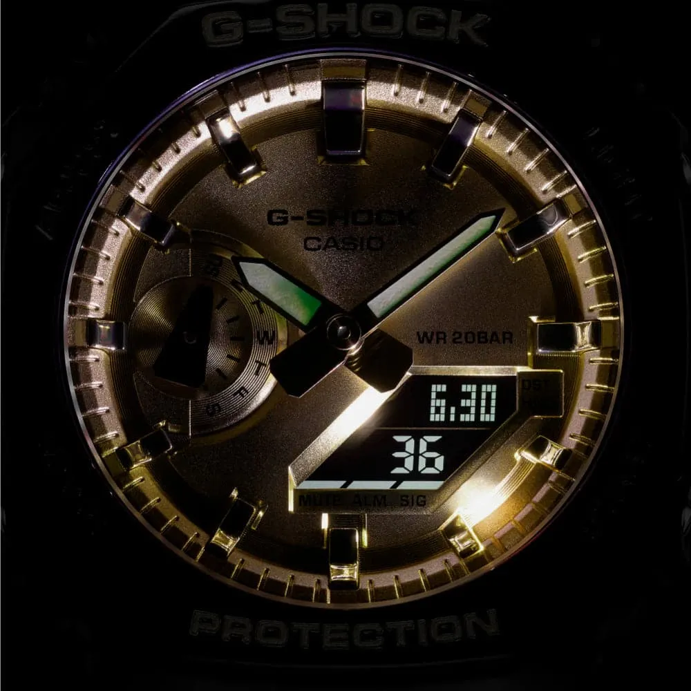   G-Shock Gold Dial Black Resin Strap Men Watch GA-2100GB-1ADR