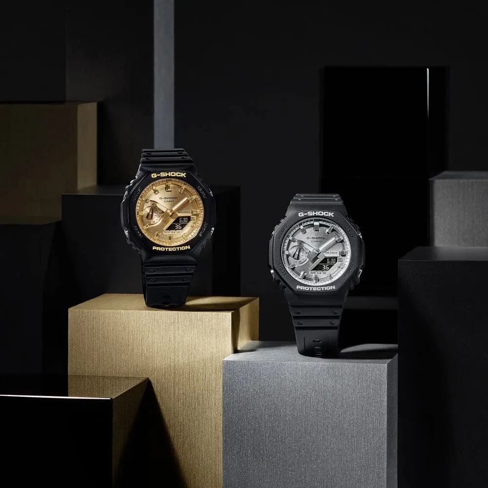   G-Shock Gold Dial Black Resin Strap Men Watch GA-2100GB-1ADR