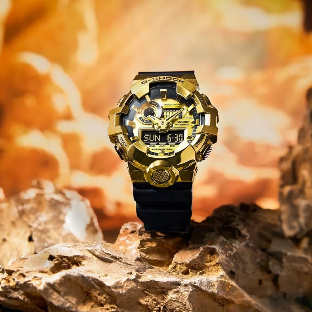   G-Shock Gold Dial Black Resin Strap Men Watch GM-700G-9ADR-P