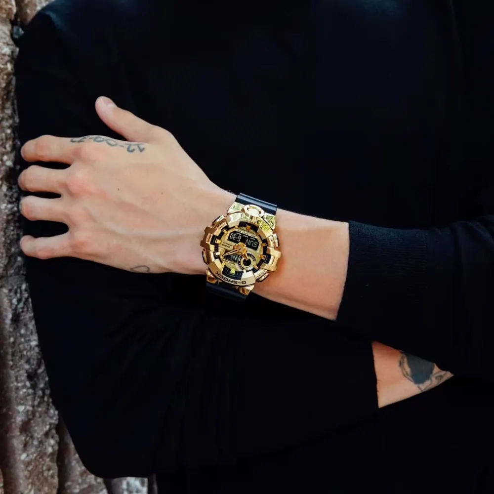   G-Shock Gold Dial Black Resin Strap Men Watch GM-700G-9ADR-P