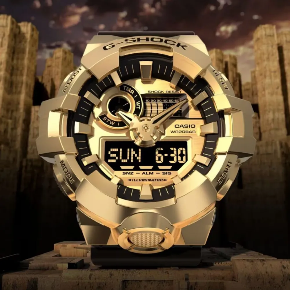   G-Shock Gold Dial Black Resin Strap Men Watch GM-700G-9ADR-P