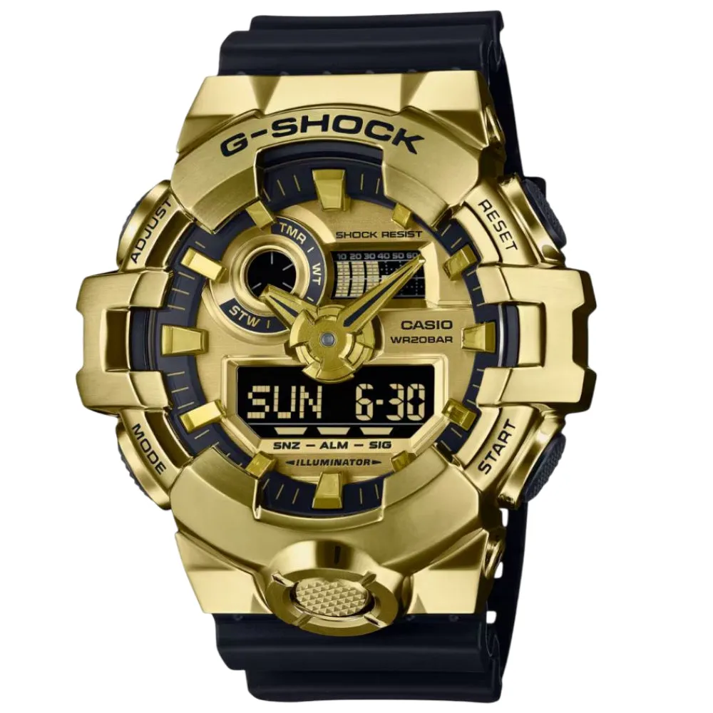 Casio G-Shock Gold Dial Black Resin Strap Men Watch GM-700G-9ADR-P 