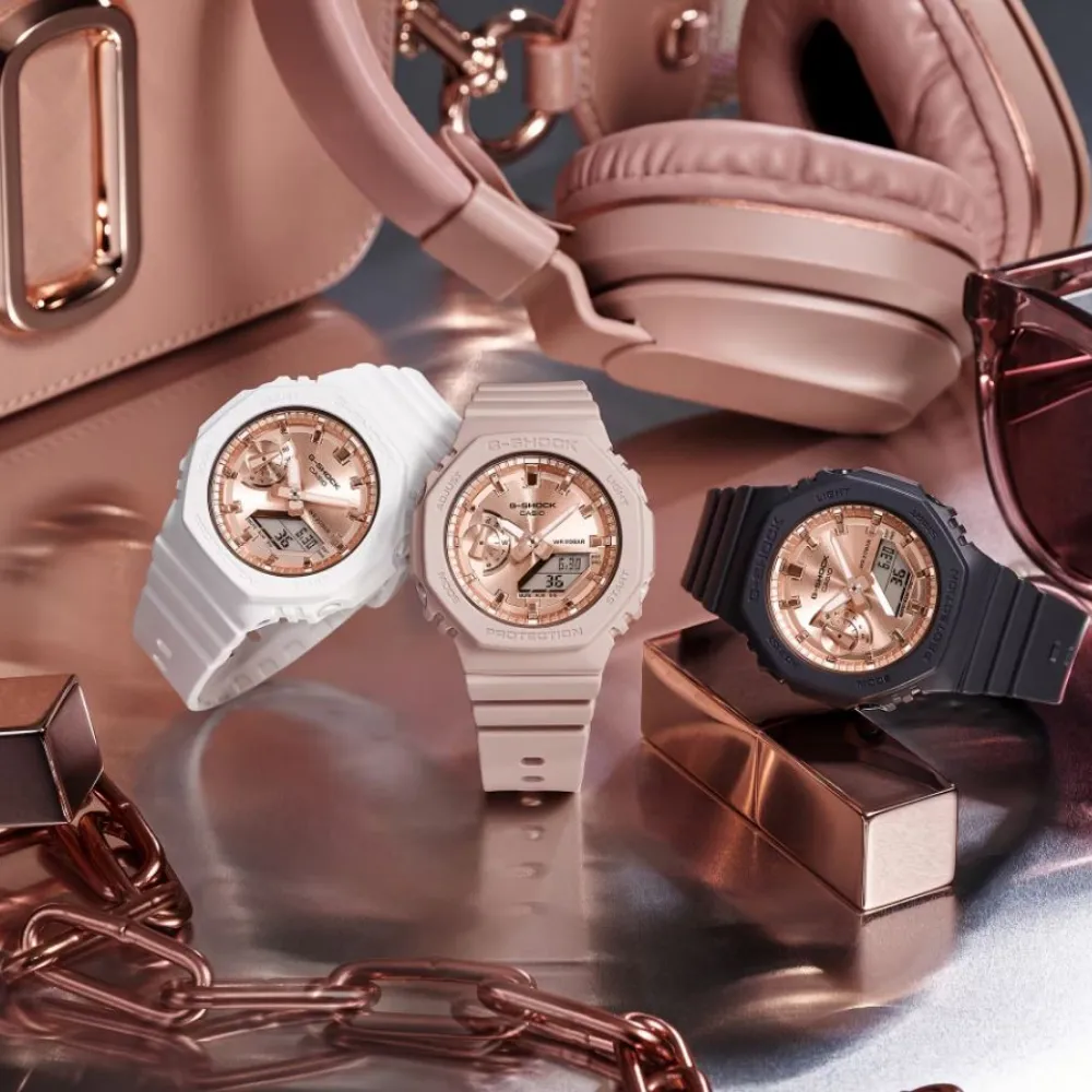   G-Shock Rose Gold Dial Resin Strap Women Watch GMA-S2100MD-1ADR-P