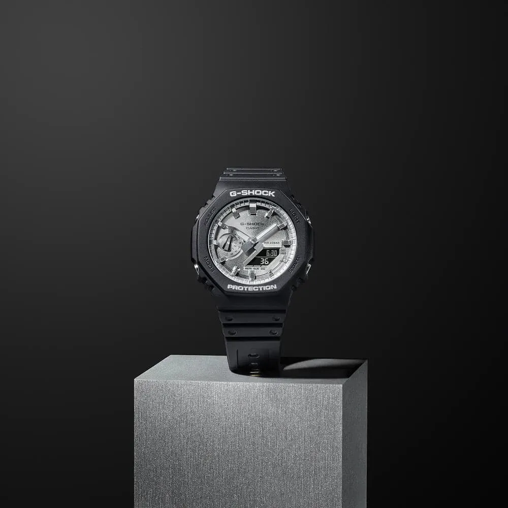  G-Shock Silver Dial Black Resin Strap Men Watch GA-2100SB-1ADR-P