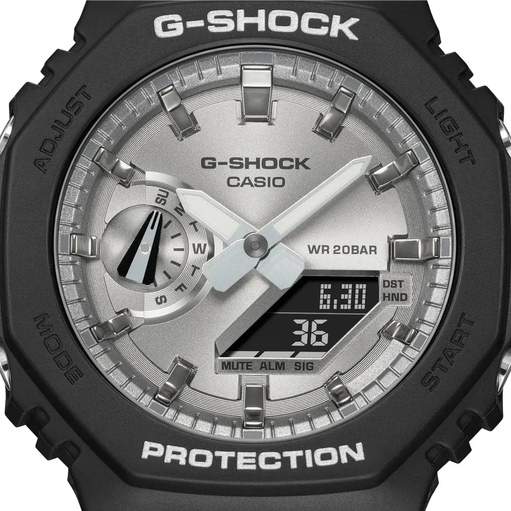   G-Shock Silver Dial Black Resin Strap Men Watch GA-2100SB-1ADR-P