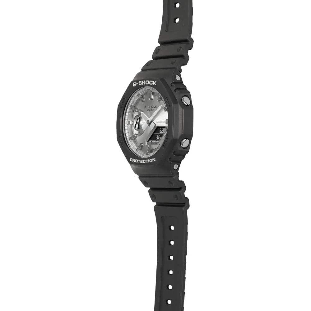   G-Shock Silver Dial Black Resin Strap Men Watch GA-2100SB-1ADR-P