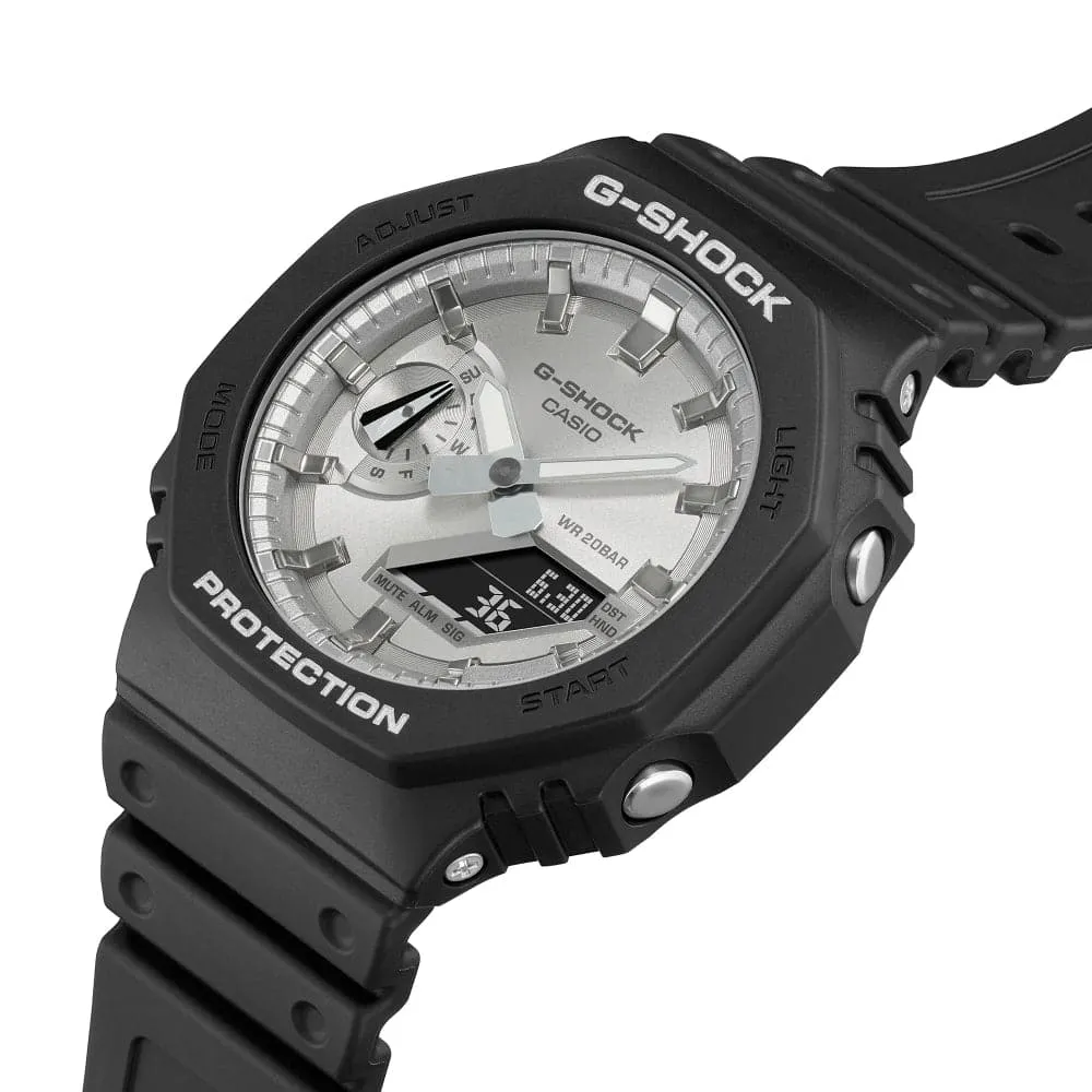   G-Shock Silver Dial Black Resin Strap Men Watch GA-2100SB-1ADR-P