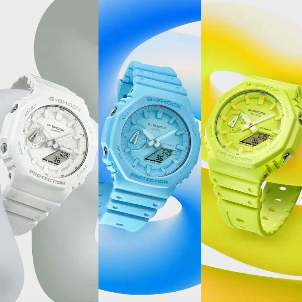   G-Shock White Resin Strap Men Watch GA-2100-7A7DR