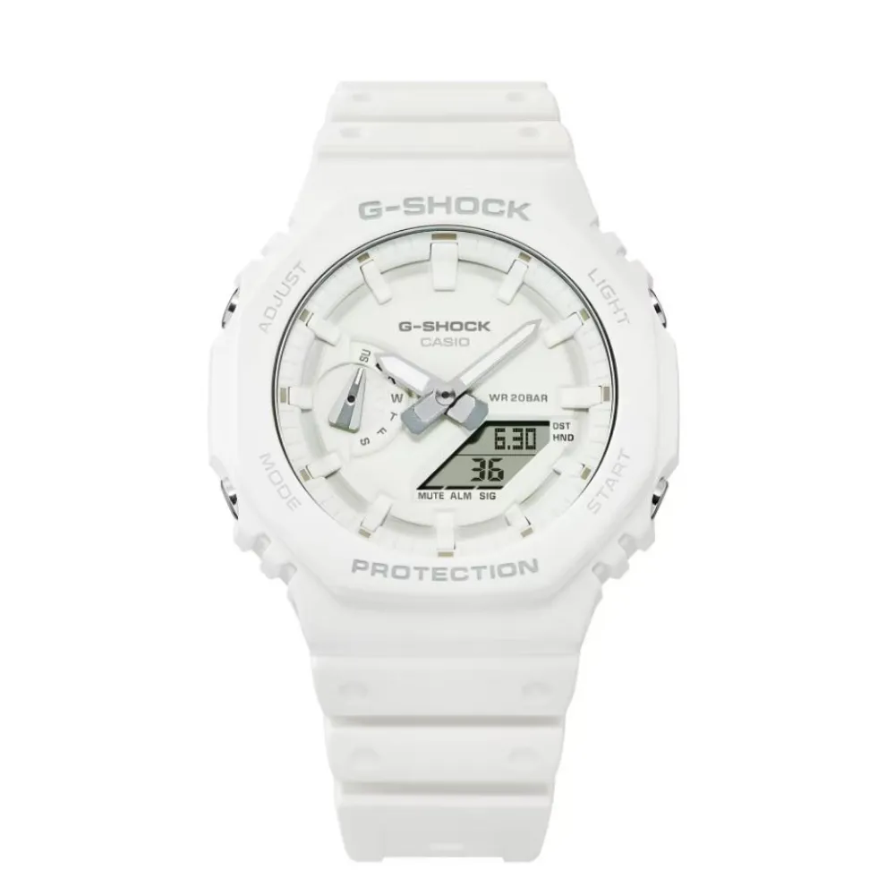   G-Shock White Resin Strap Men Watch GA-2100-7A7DR