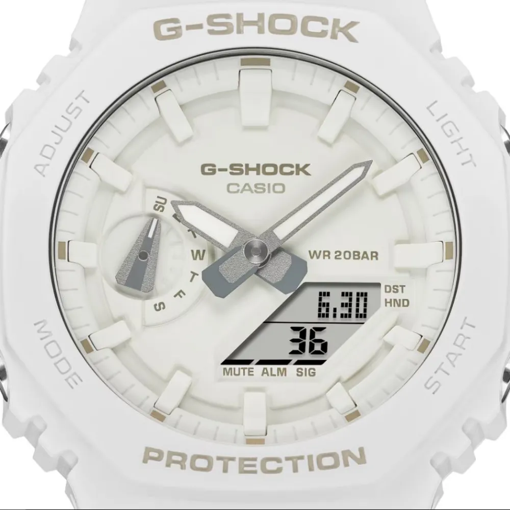   G-Shock White Resin Strap Men Watch GA-2100-7A7DR