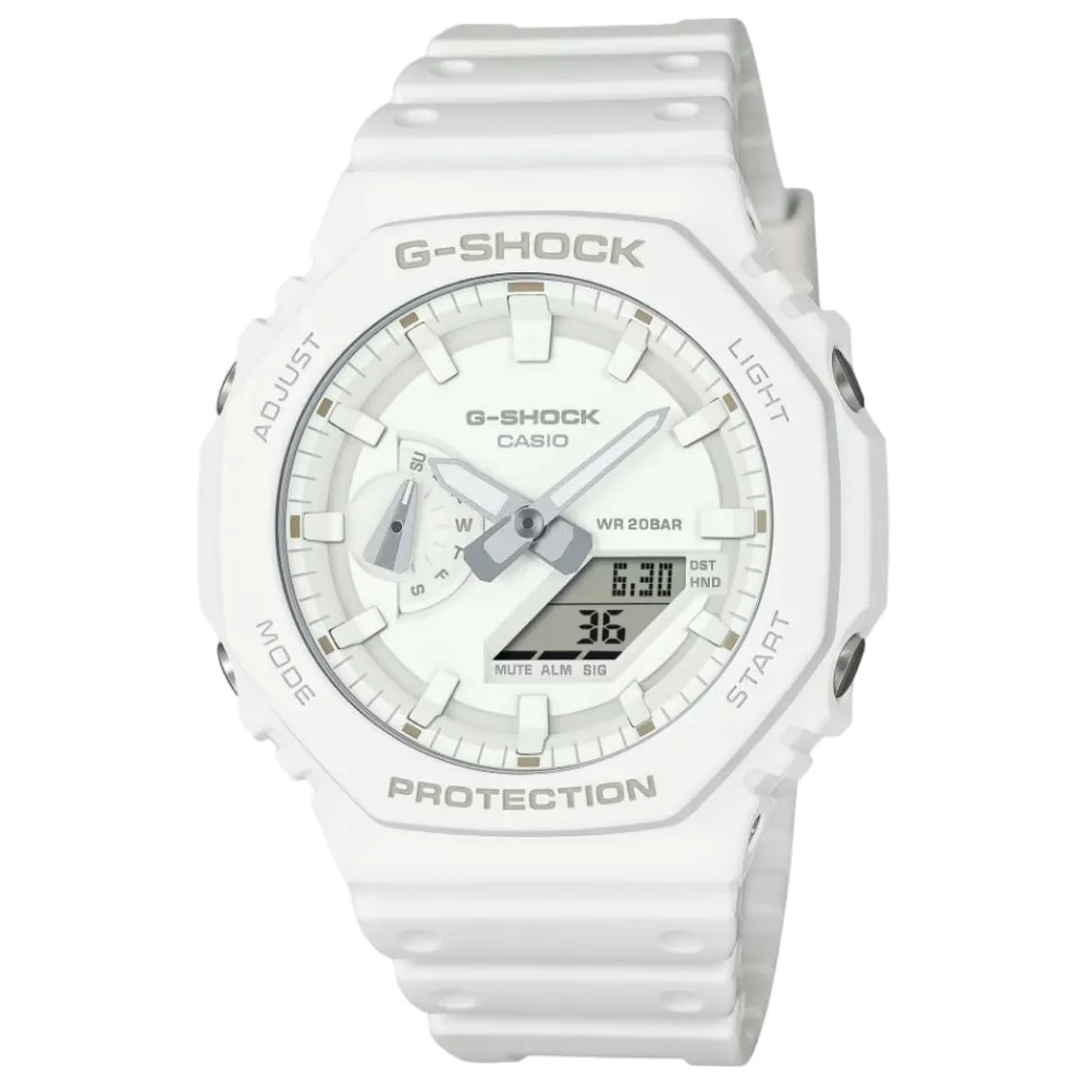 Casio G-Shock White Resin Strap Men Watch GA-2100-7A7DR 
