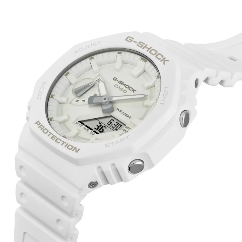   G-Shock White Resin Strap Men Watch GA-2100-7A7DR