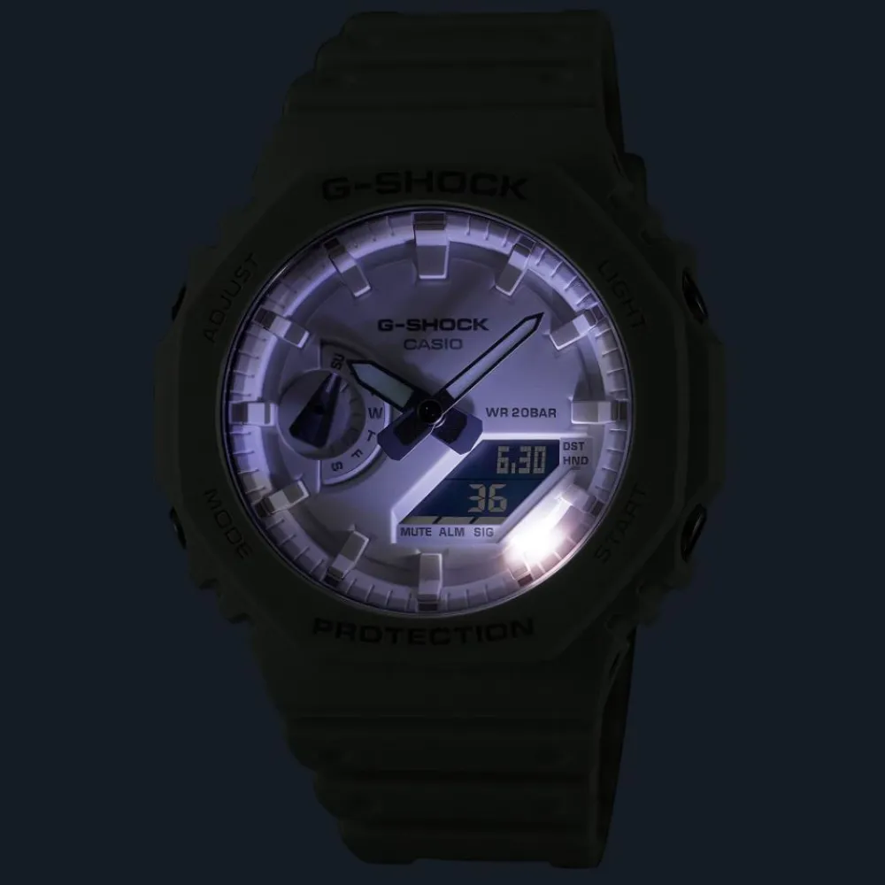   G-Shock White Resin Strap Men Watch GA-2100-7A7DR
