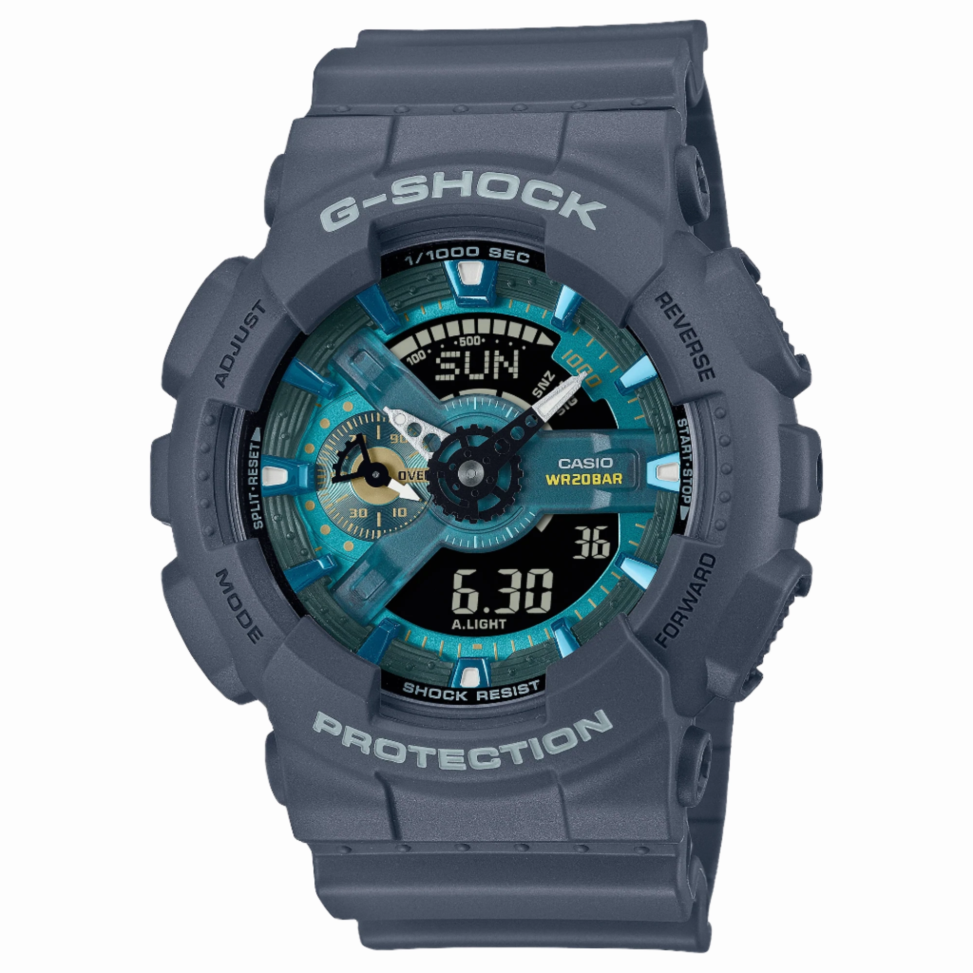 G-Shock Analog Digital 110 Series Blue Dial Black Resin Band Watch GA110AS-2A 