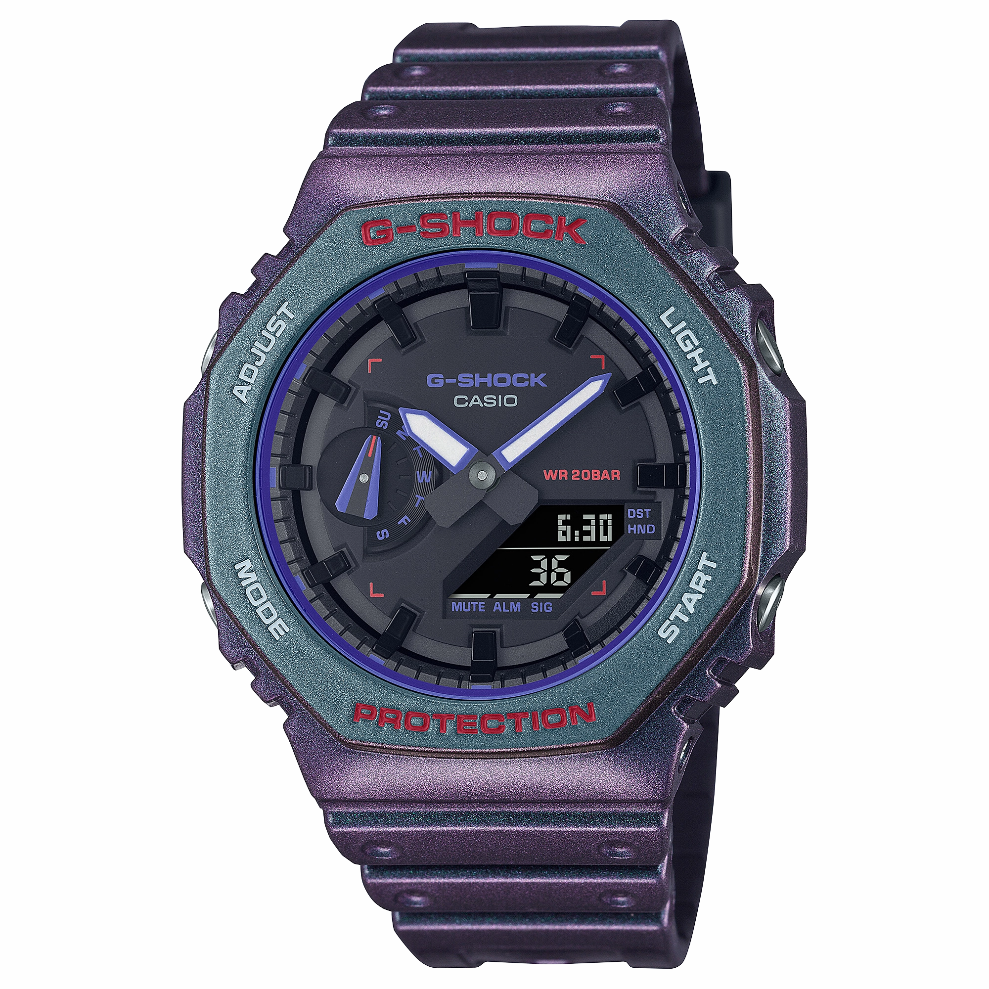 G-Shock Analog Digital DUO Aim High Purple Resin Band Watch GA2100AH-6A 