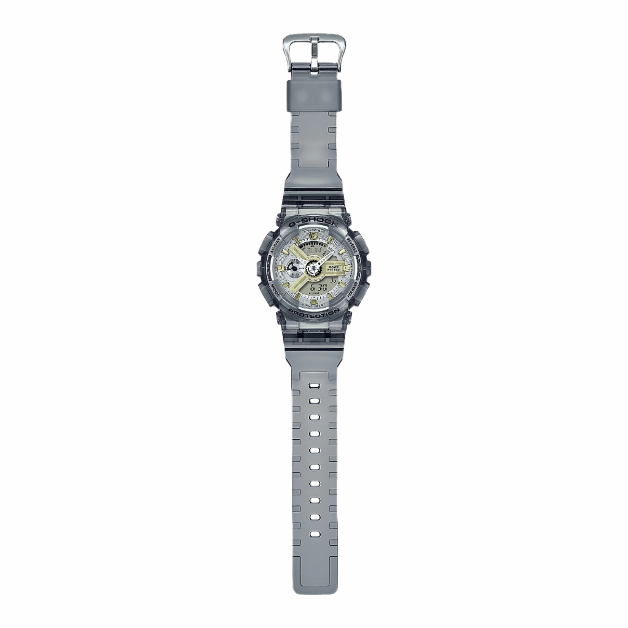 G-Shock Analog Digital Grey Dial Transparent Resin Band Watch GMAS110GS-8A