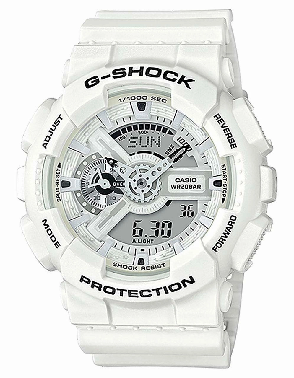 G-Shock Analog Digital White Resin Band Watch GA110MW-7A,quartz watch, quartz watches for men, quartz watches for women, best quartz watch, minimalist quartz watch, luxury quartz watch, waterproof quartz watch,analog quartz watch, digital quartz watch,affo