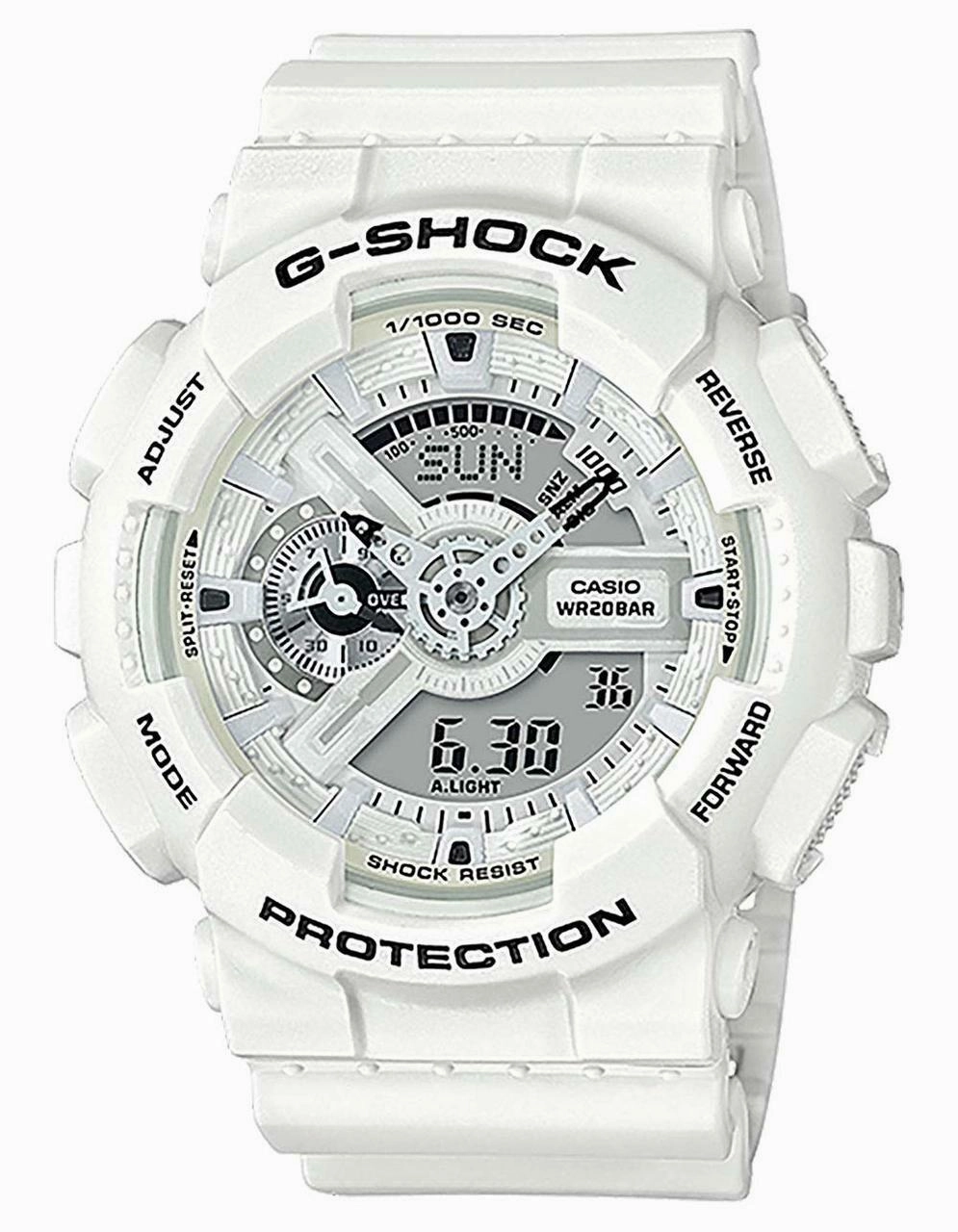 G-Shock Analog Digital White Resin Band Watch GA110MW-7A 