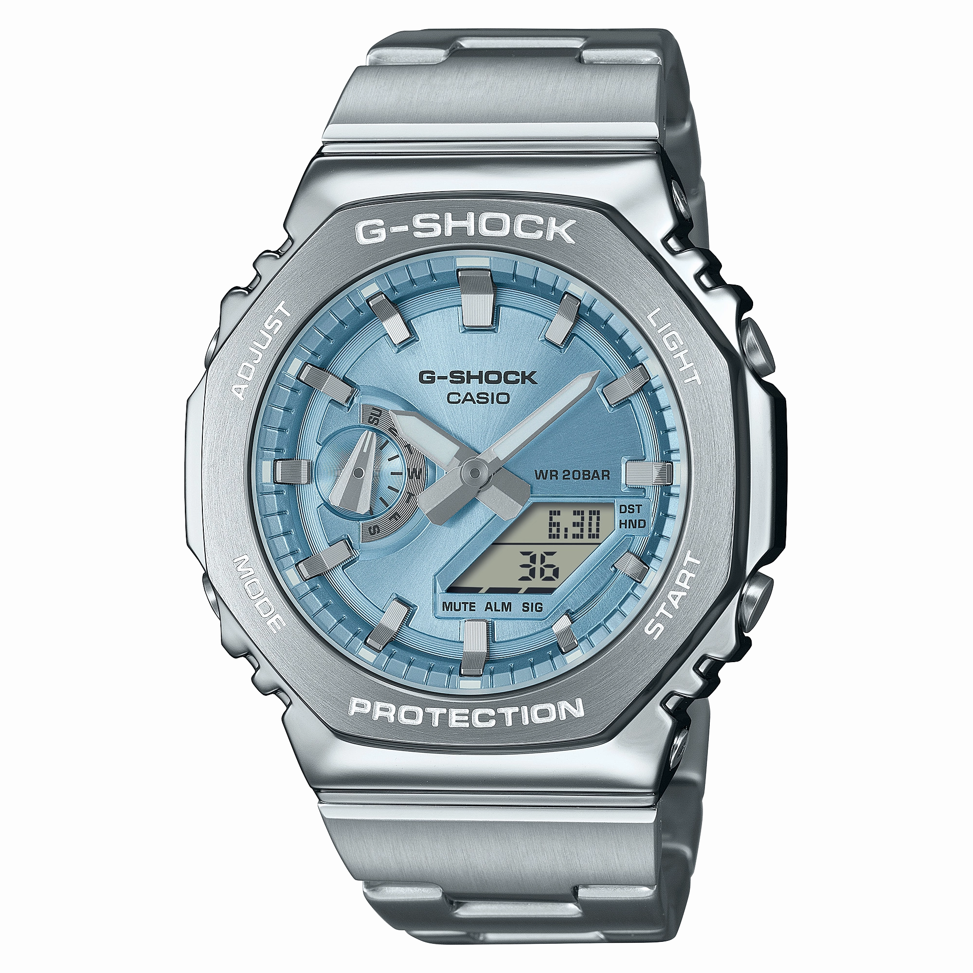 G-Shock G-Steel 2100 Series Blue Dial Stainless Steel Watch GM2110D-2A 
