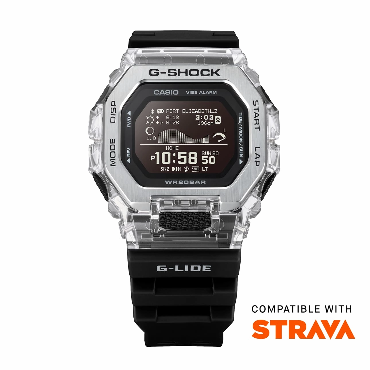 G-Shock GLIDE Gleaming Wave Black Dial Resin Band Watch GBX100S-1D