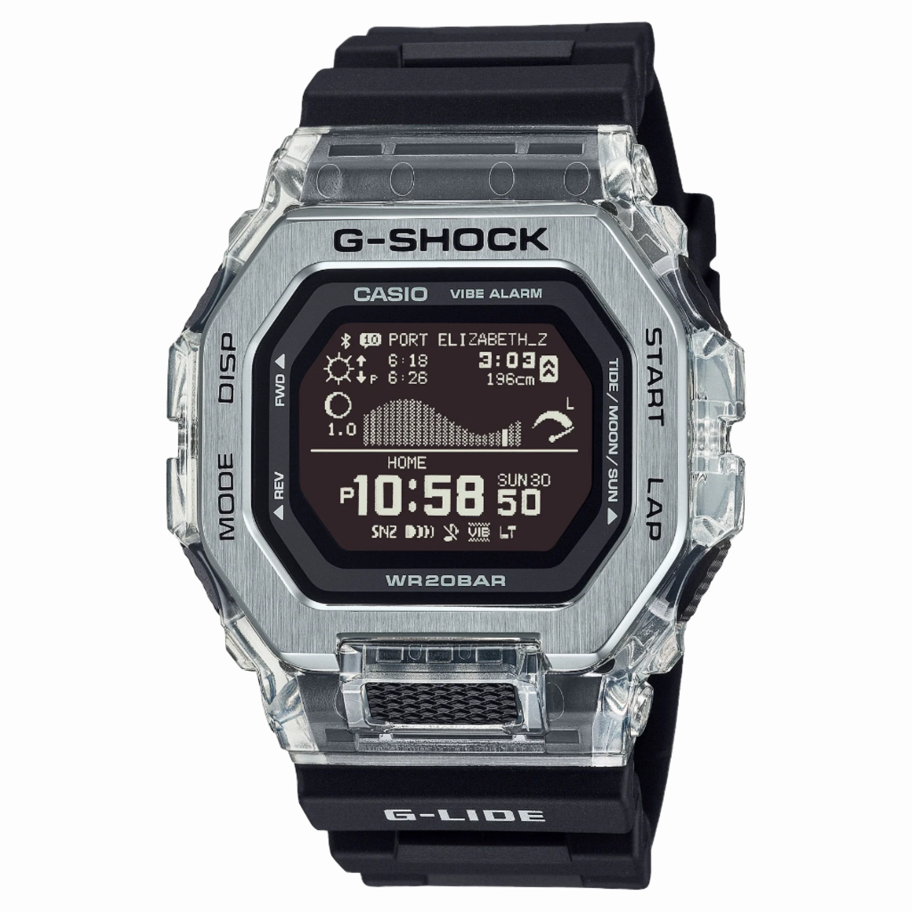G-Shock GLIDE Gleaming Wave Black Dial Resin Band Watch GBX100S-1D 