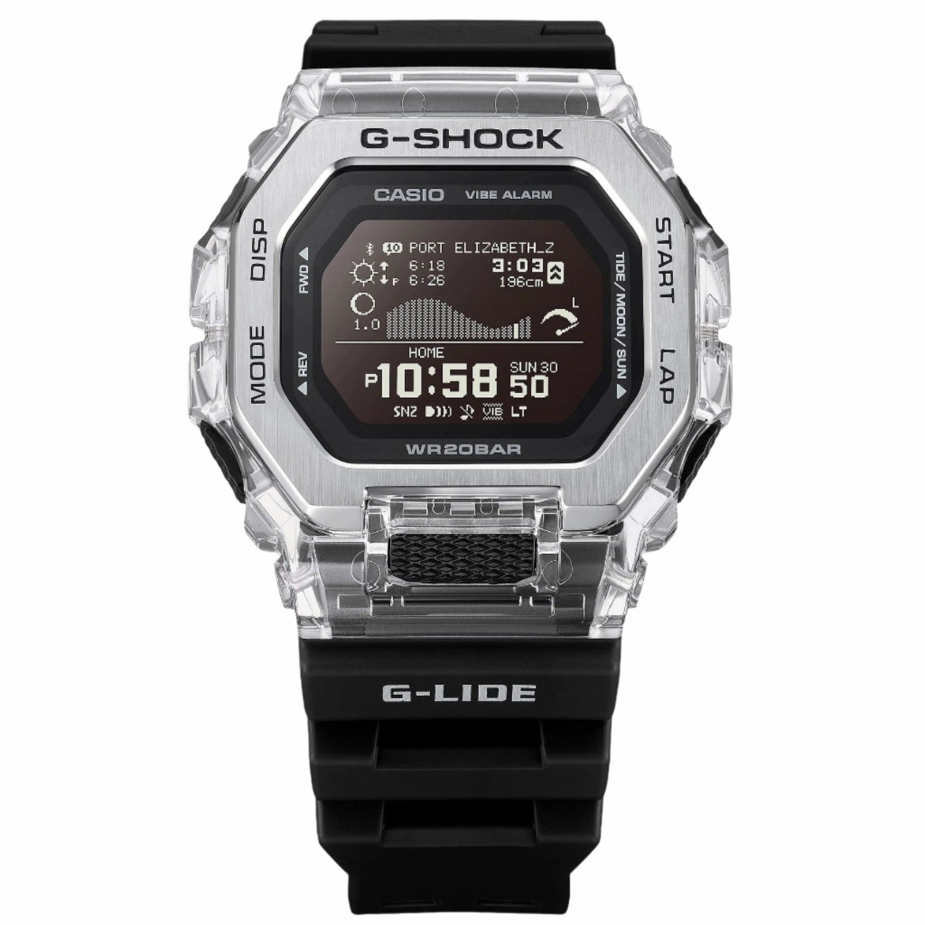 G-Shock GLIDE Gleaming Wave Black Dial Resin Band Watch GBX100S-1D