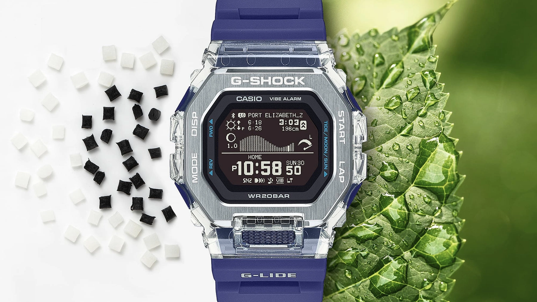 G-Shock GLIDE Gleaming Wave Blue Resin Band Watch GBX100S-2D
