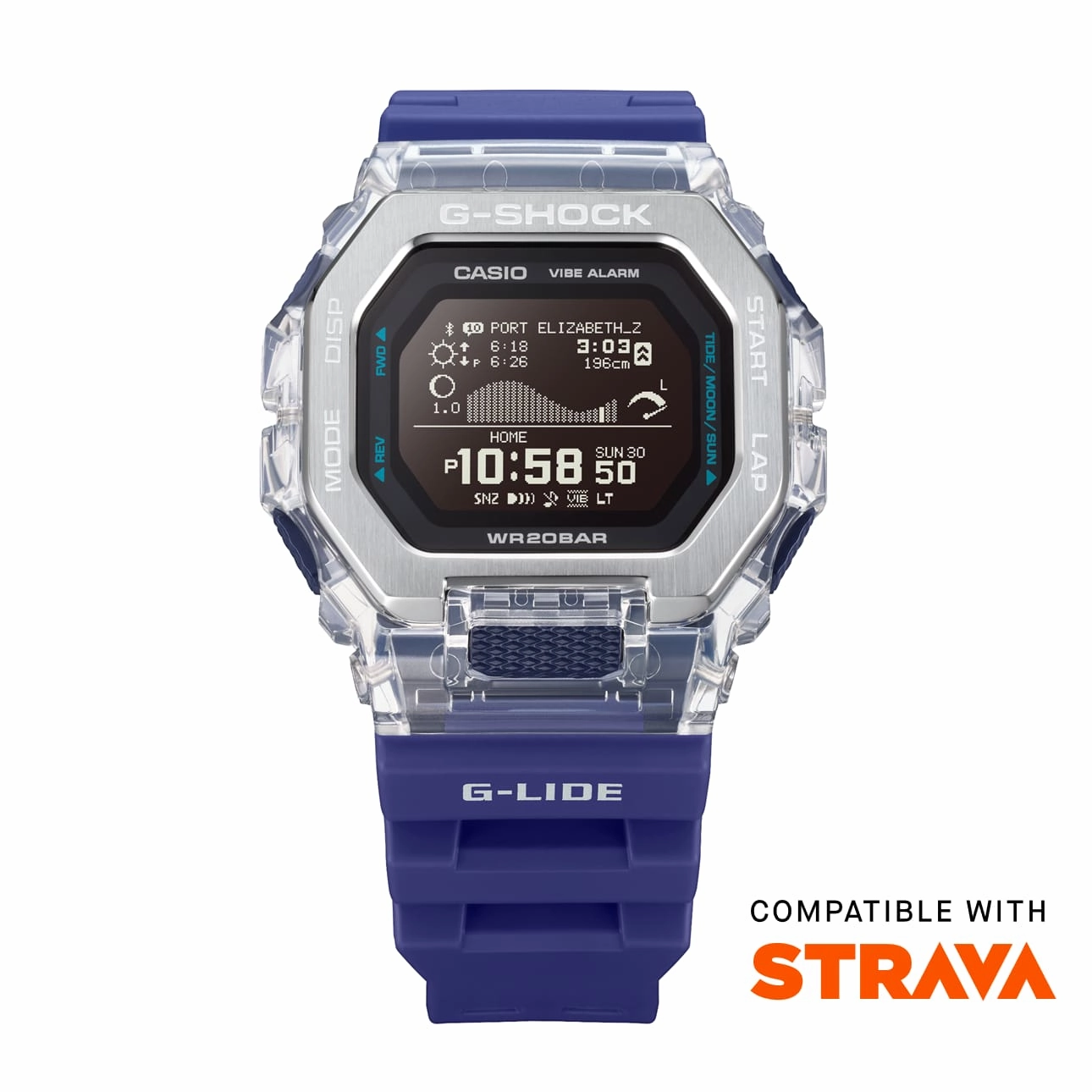 G-Shock GLIDE Gleaming Wave Blue Resin Band Watch GBX100S-2D