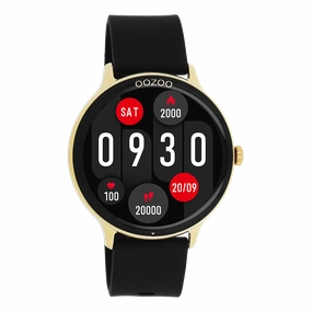 Gold coloured OOZOO smartwatch with black rubber strap - Q00132,seiko watches,mens watches,couple watches,watches designer,watches discount,best watches for men
