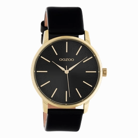 Gold coloured OOZOO watch with black leather strap - C10839,seiko watches,couple watches,watches designer,watches discount,women watches,best women watches,high end women's watches,high quality women's watches