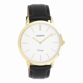 Gold coloured OOZOO watch with black leather strap - C20386,seiko watches,mens watches,couple watches,watches designer,watches discount,best watches for men