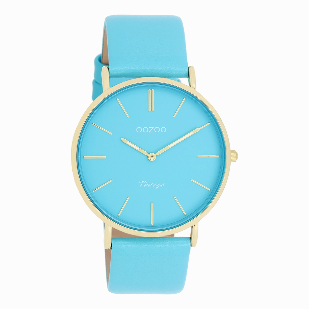 Gold coloured OOZOO watch with bright blue leather strap - C20323,seiko watches,couple watches,watches designer,watches discount,women watches,best women watches,high end women's watches,high quality women's watches