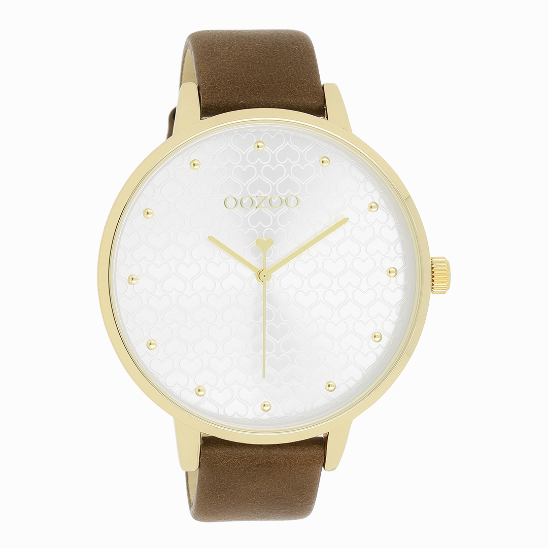 Gold coloured OOZOO watch with brown leather strap - C11038,seiko watches,couple watches,watches designer,watches discount,women watches,best women watches,high end women's watches,high quality women's watches
