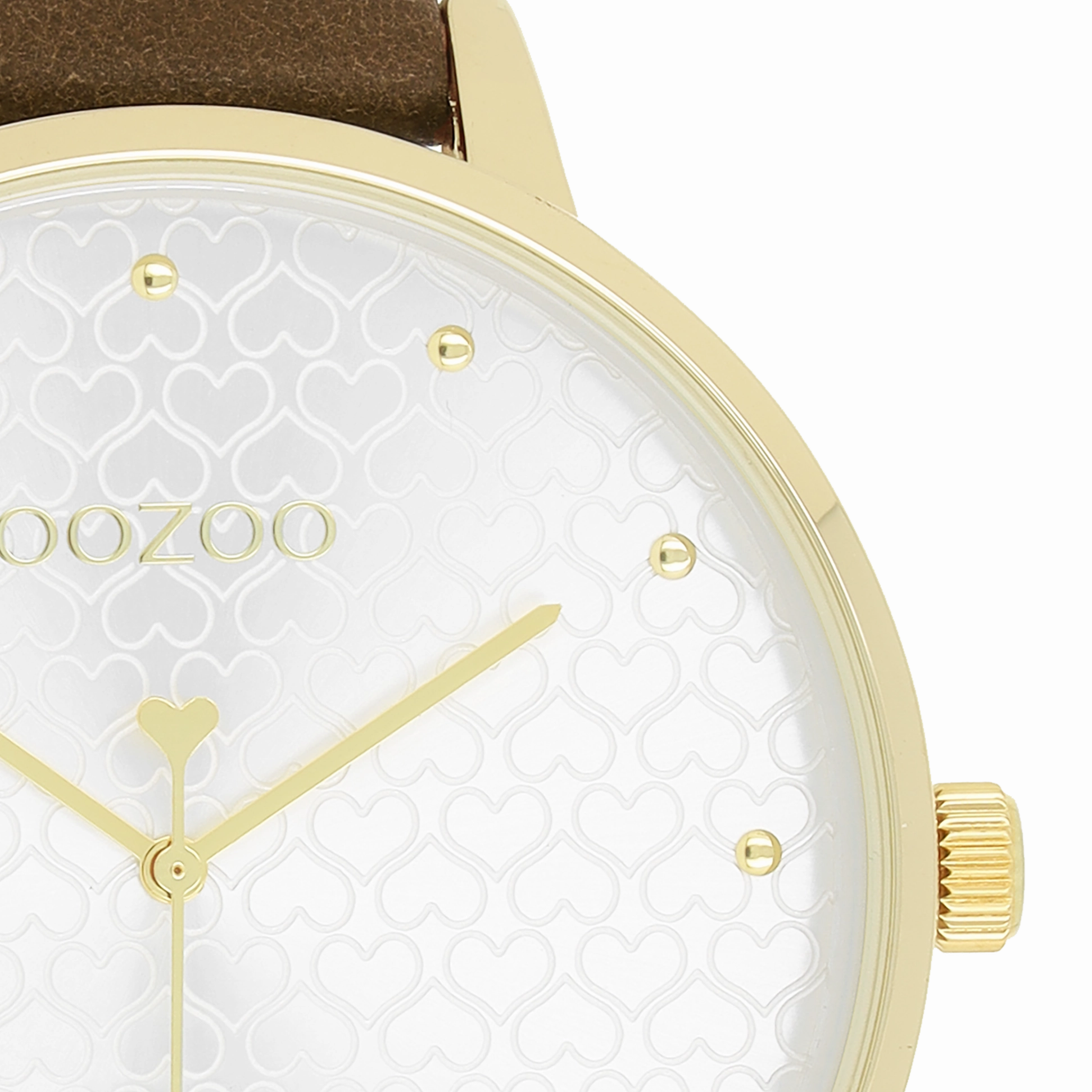 Gold coloured OOZOO watch with brown leather strap - C11038